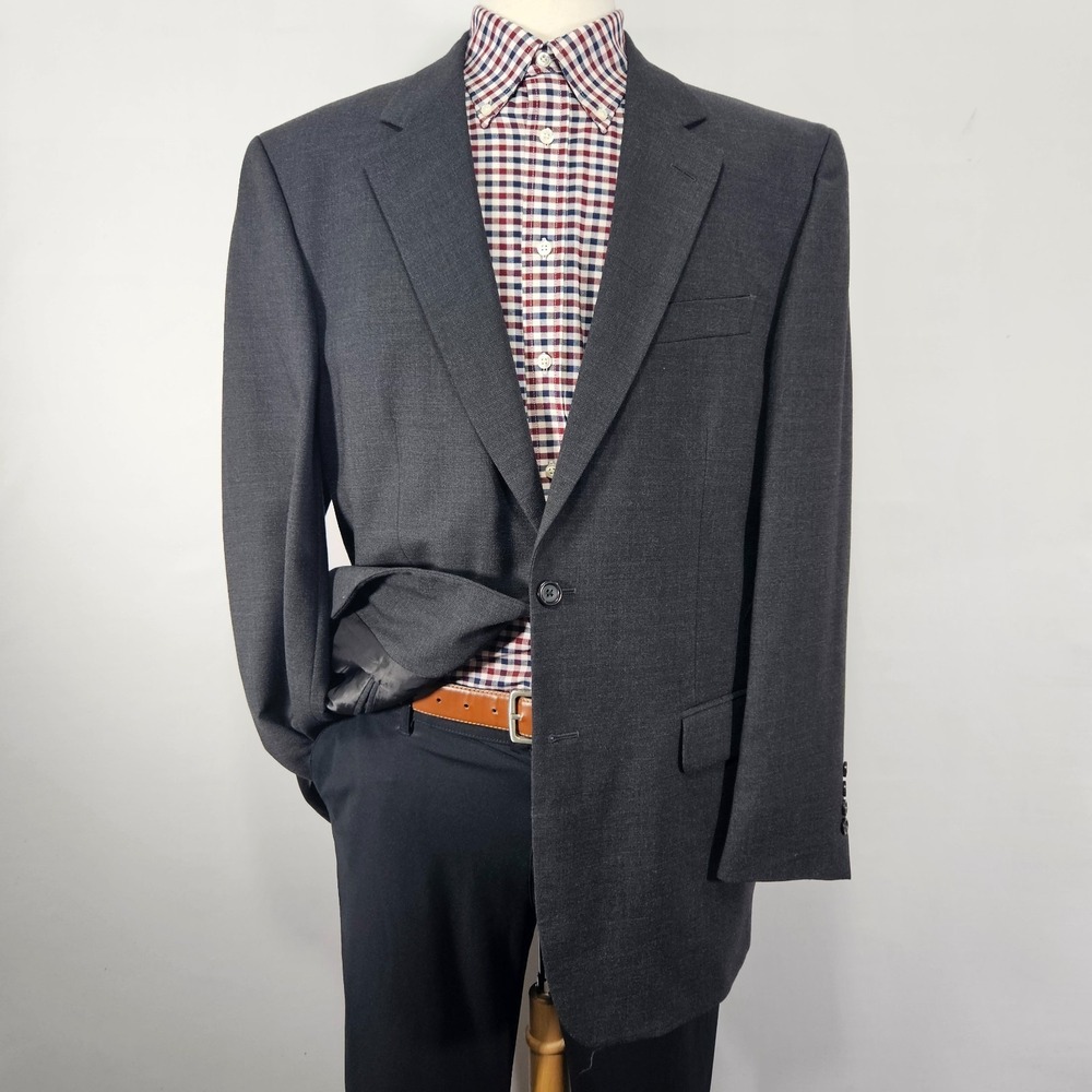 Pronto Uomo Men's Sport Coat Blazer Two Button Lessona Gray Wool Stretch 44L
